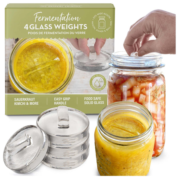 GLASS FERMENTING WEIGHTS FOR VEGETABLE PICKLES - SET OF 4