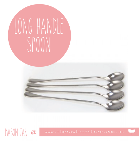 Long handle stainless steel spoon - single @theRawFoodSTore